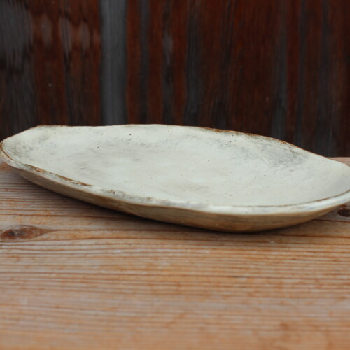 刷毛目石目楕円皿Ｕ