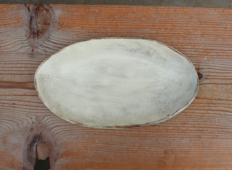 刷毛目石目楕円皿V