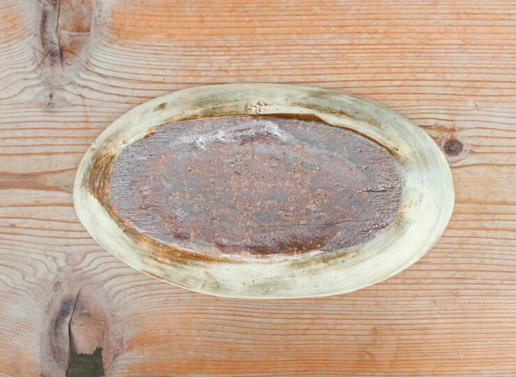 刷毛目石目楕円皿V