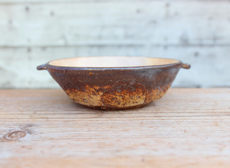 灰釉面取耳鉢Ｊ