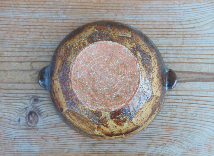 灰釉面取耳鉢Ｊ