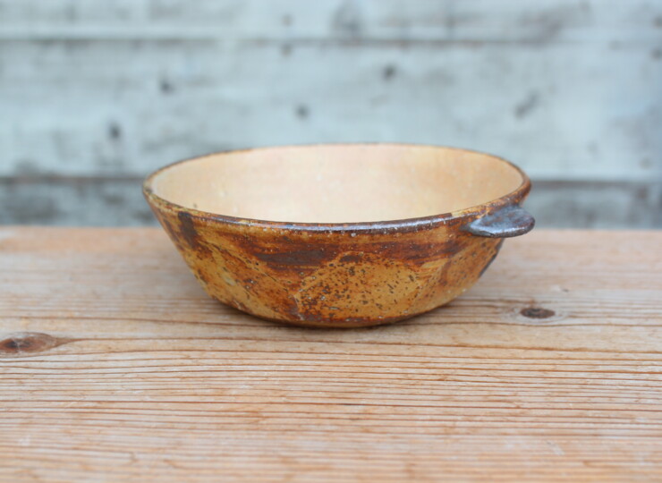 灰釉面取耳鉢Ｋ