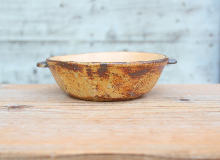 灰釉面取耳鉢Ｋ