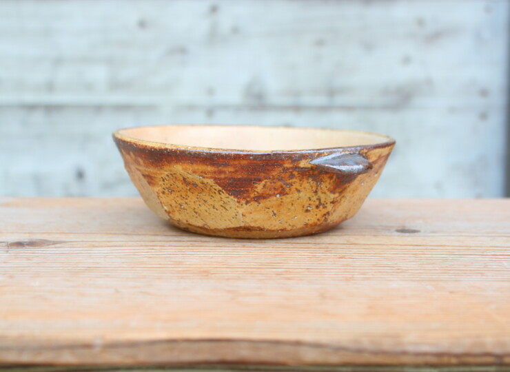 灰釉面取耳鉢Ｋ