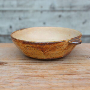 灰釉面取耳鉢Ｌ