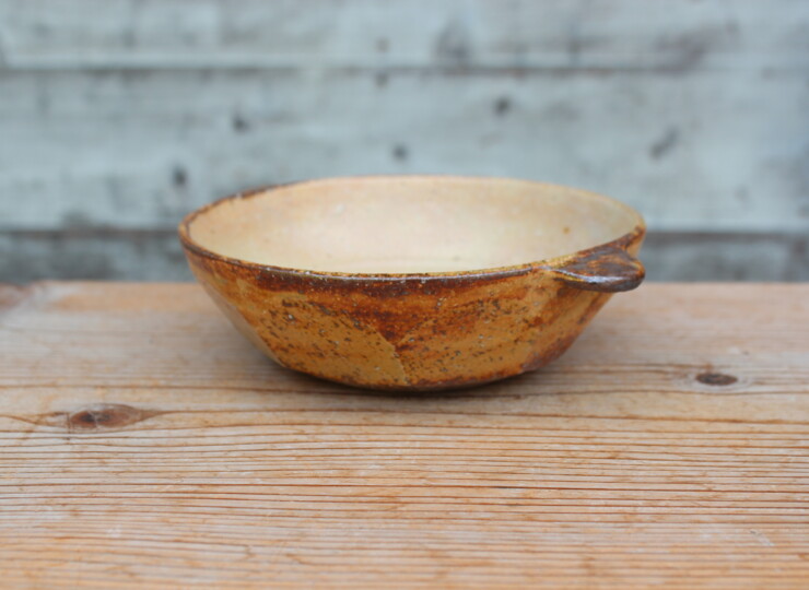 灰釉面取耳鉢Ｌ