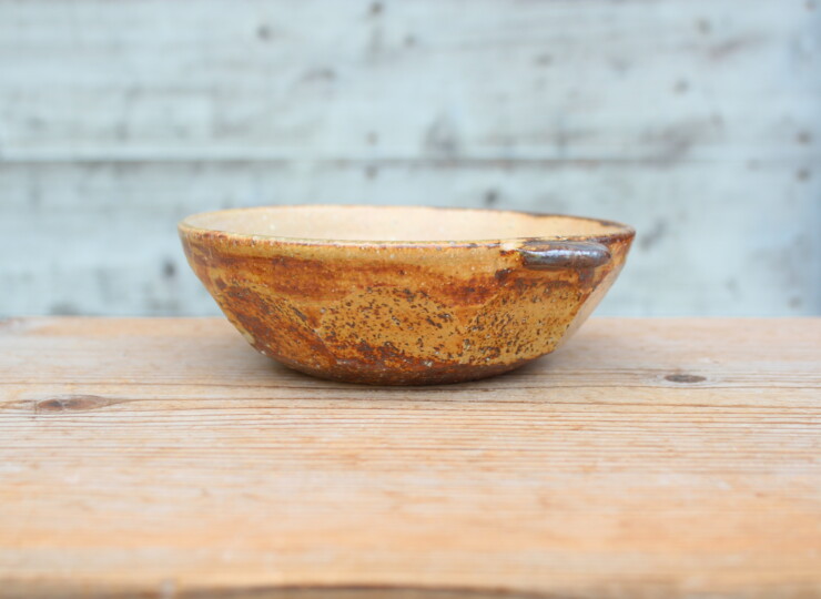 灰釉面取耳鉢Ｌ