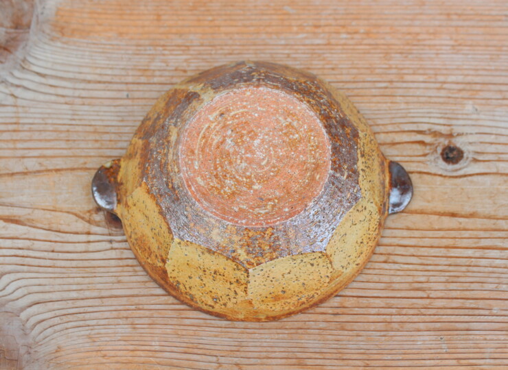 灰釉面取耳鉢Ｌ