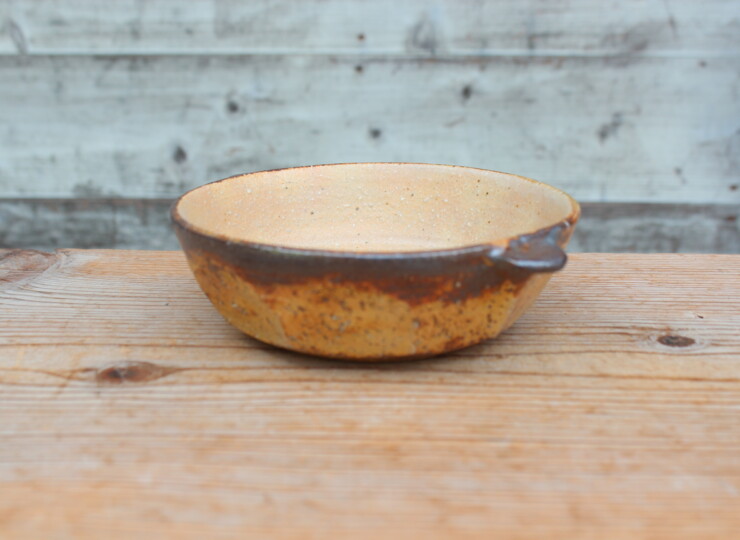 灰釉面取耳鉢Ｍ