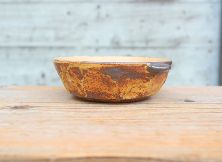 灰釉面取耳鉢Ｍ