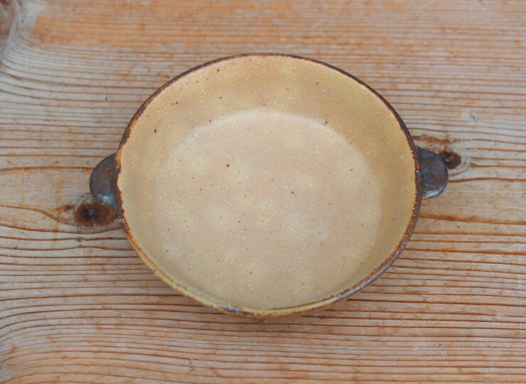 灰釉面取耳鉢Ｍ