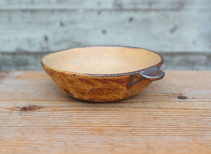 灰釉面取耳鉢Ｎ