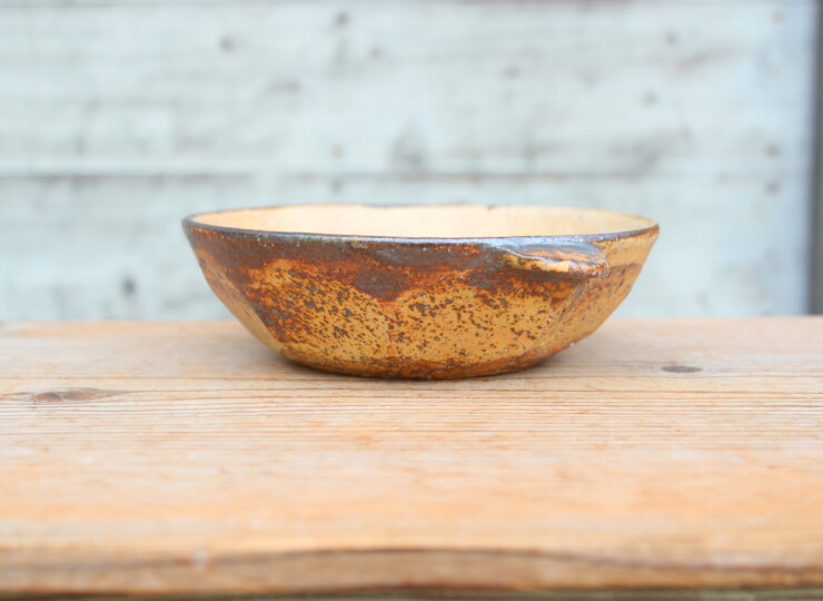 灰釉面取耳鉢Ｎ