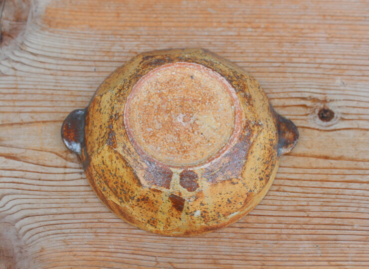 灰釉面取耳鉢Ｎ