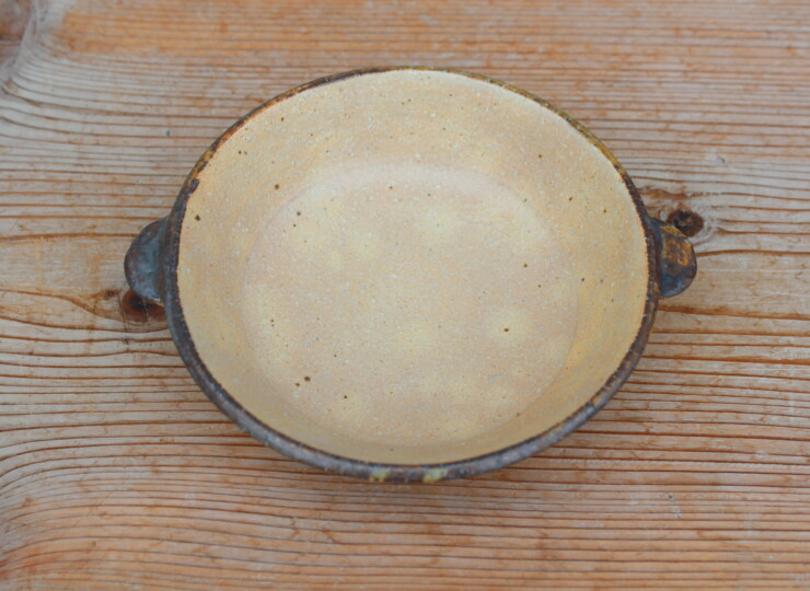 灰釉面取耳鉢Ｏ