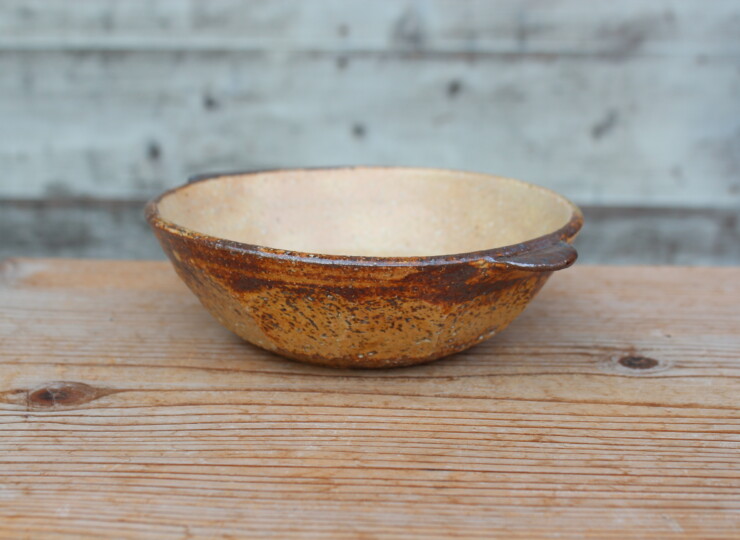 灰釉面取耳鉢Ｐ