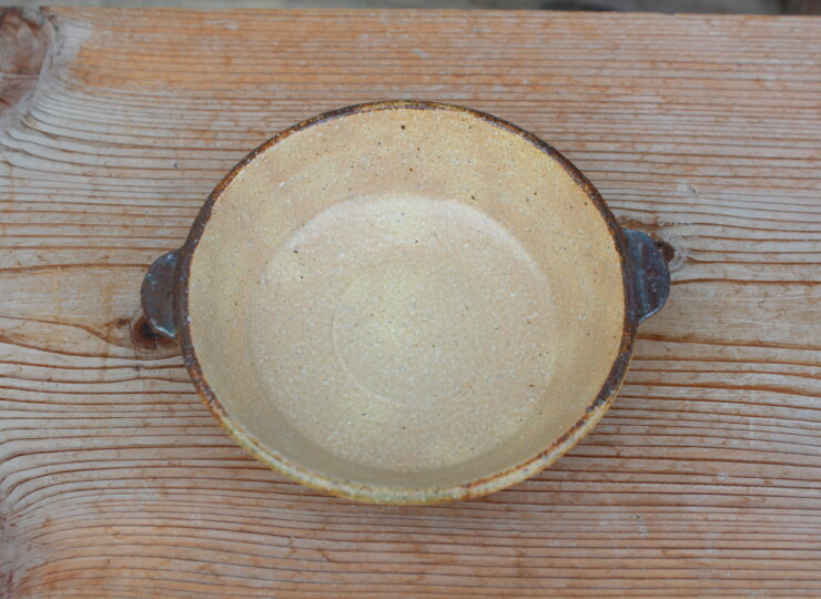 灰釉面取耳鉢Ｐ