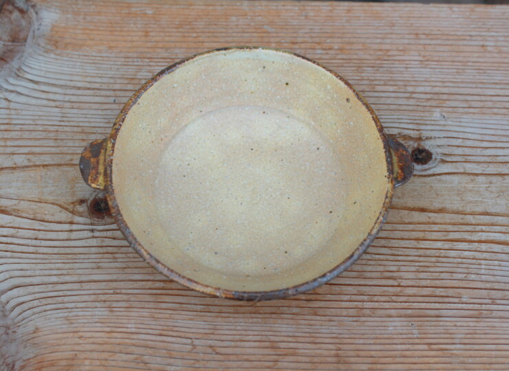 灰釉面取耳鉢Ｑ