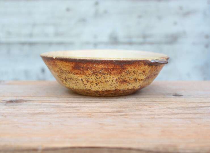 灰釉面取耳鉢Ｓ