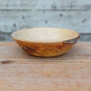 灰釉面取耳鉢Ｔ