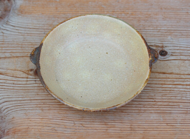 灰釉面取耳鉢Ｔ