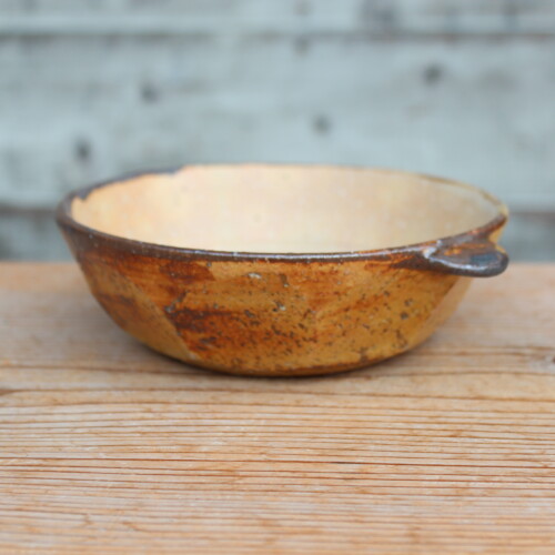 灰釉面取耳鉢Ｕ