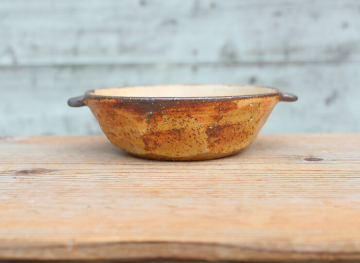 灰釉面取耳鉢Ｕ