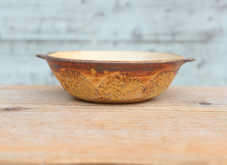 灰釉面取耳鉢Ｗ