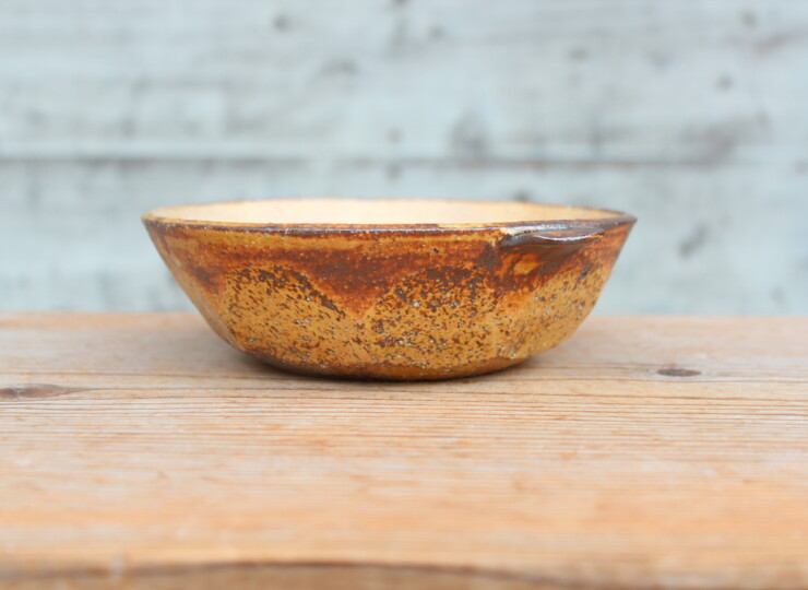 灰釉面取耳鉢Ｗ