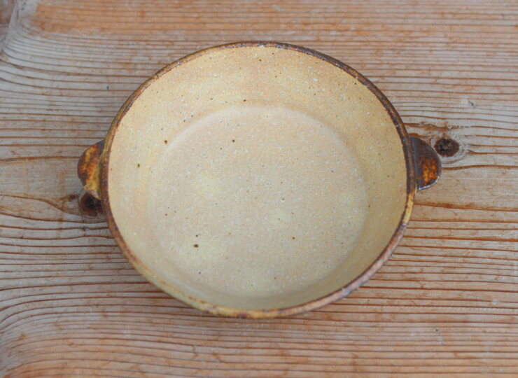 灰釉面取耳鉢Ｗ