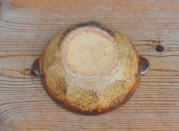 灰釉面取耳鉢Ｗ