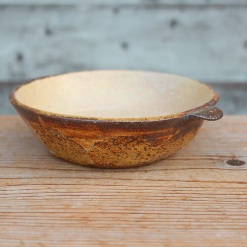 灰釉面取耳鉢Ｘ