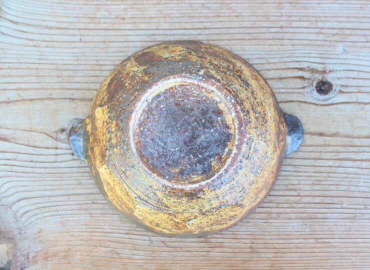 灰釉面取耳鉢Ａ