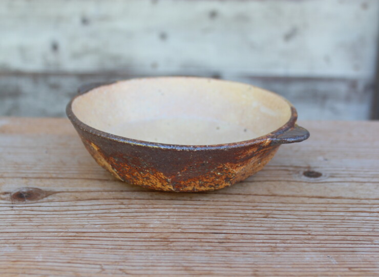 灰釉面取耳鉢Ｂ