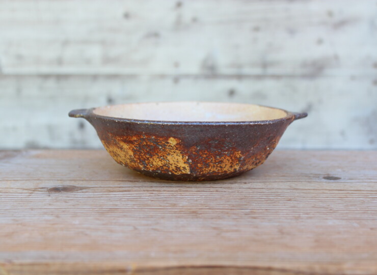 灰釉面取耳鉢Ｂ