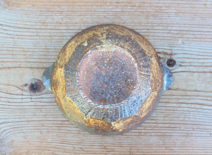 灰釉面取耳鉢Ｂ