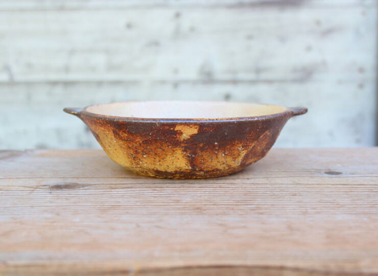 灰釉面取耳鉢Ｄ