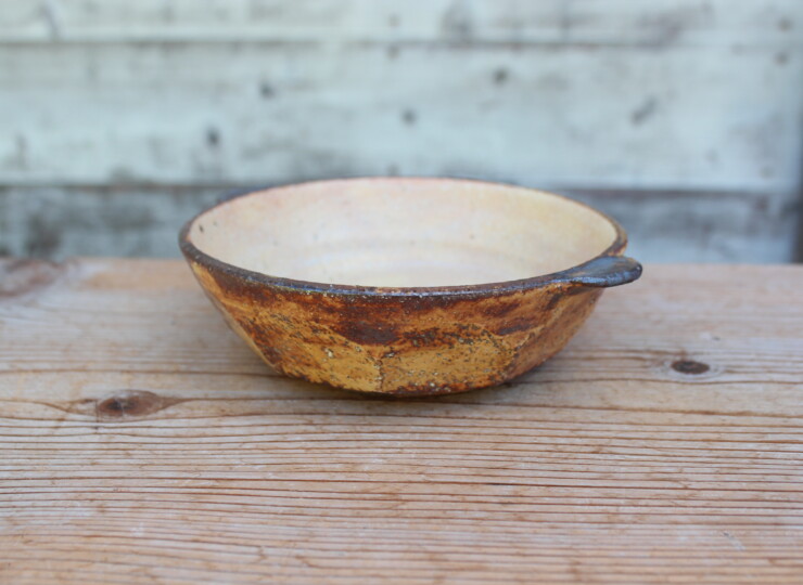 灰釉面取耳鉢Ｆ