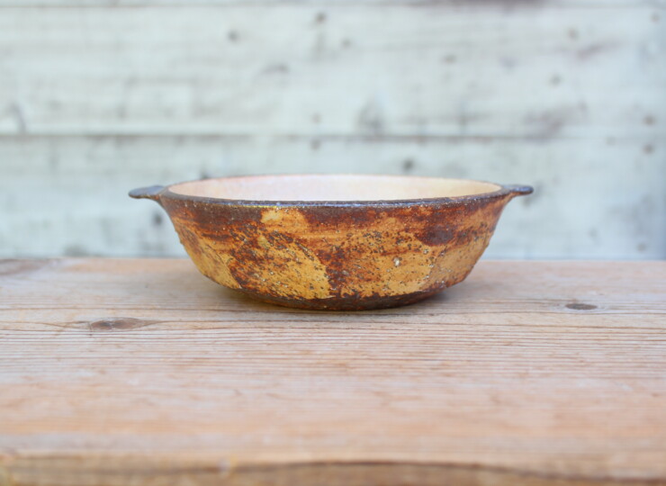 灰釉面取耳鉢Ｆ