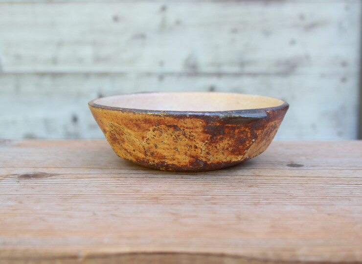 灰釉面取耳鉢Ｆ