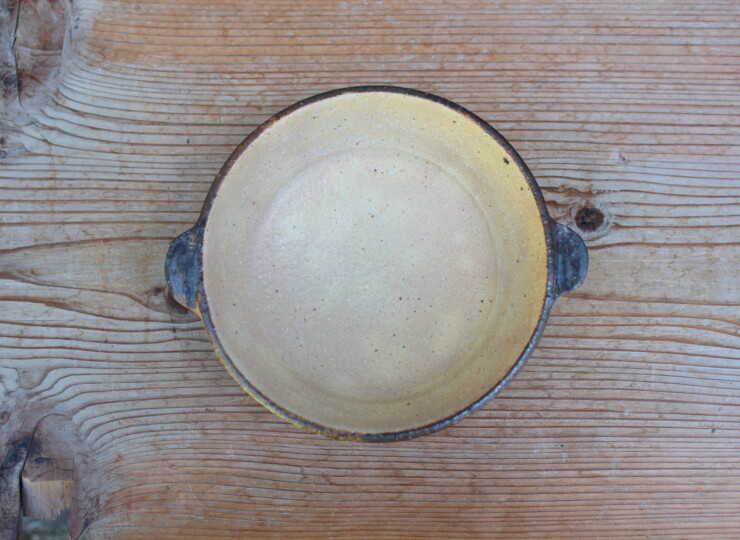 灰釉面取耳鉢Ｆ