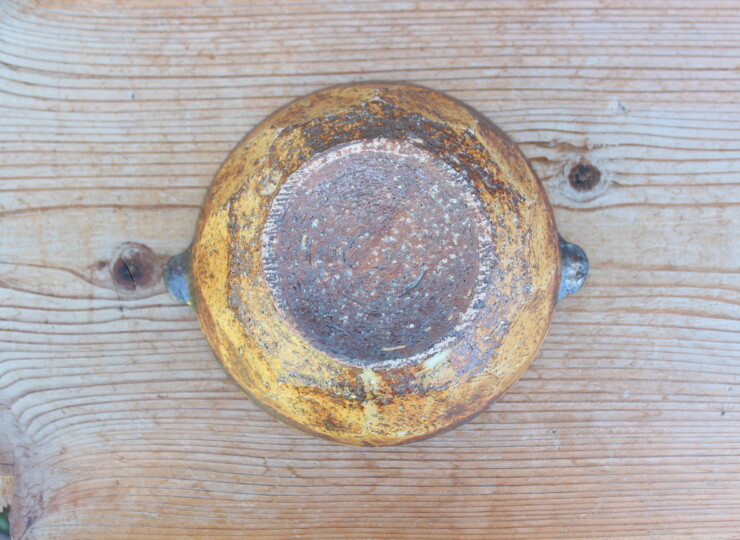 灰釉面取耳鉢Ｇ