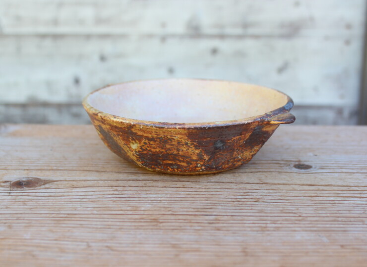 灰釉面取耳鉢Ｈ