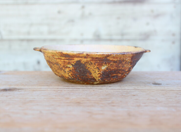 灰釉面取耳鉢Ｈ