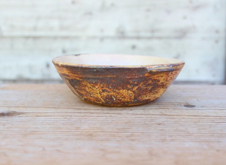 灰釉面取耳鉢Ｈ