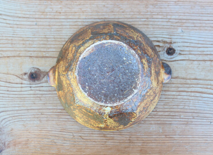 灰釉面取耳鉢Ｈ