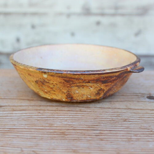 灰釉面取耳鉢Ｉ