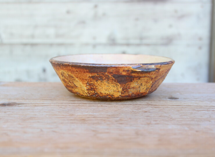 灰釉面取耳鉢Ｉ