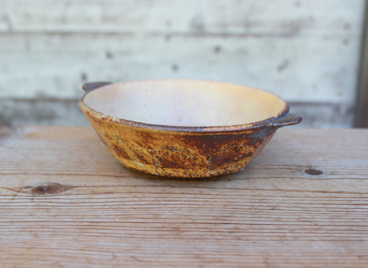 灰釉面取耳鉢Ｊ