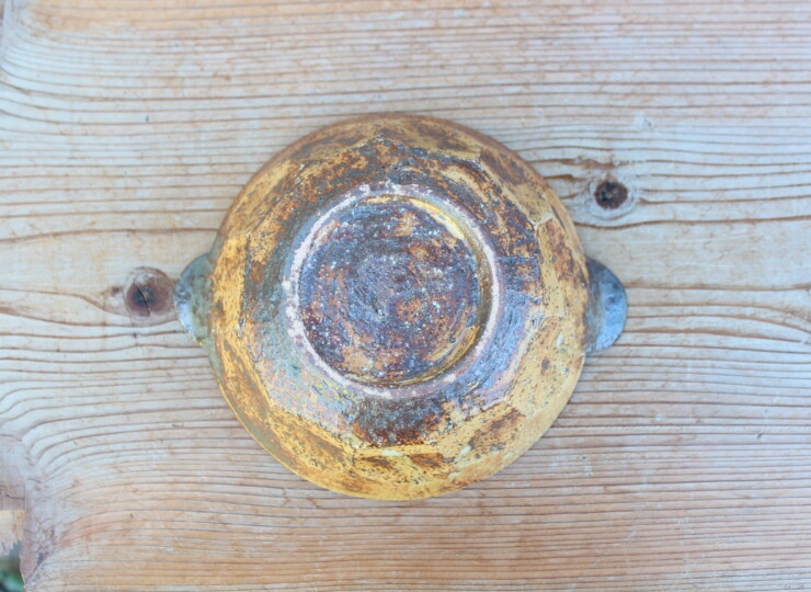 灰釉面取耳鉢Ｊ